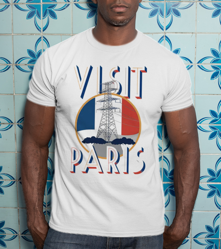VISIT PARIS Tower Circle Blue Red T-Shirt