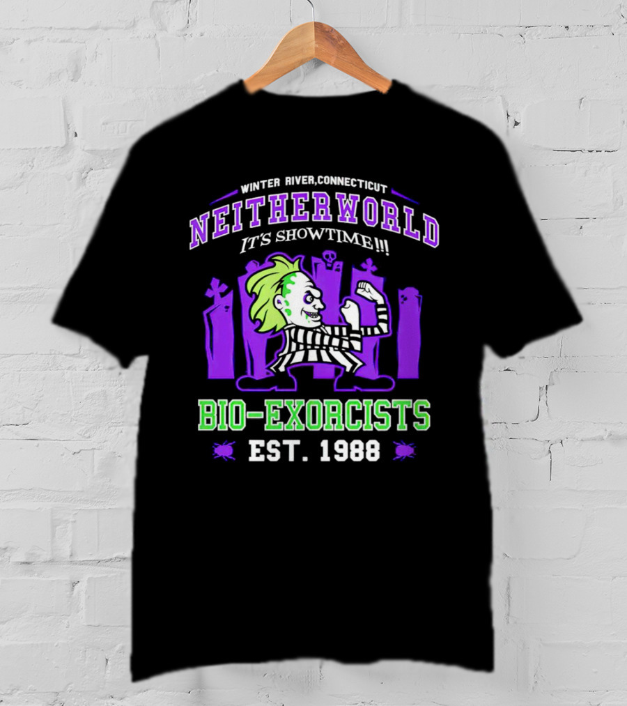 Winter River Connecticut Neitherworld It's Showtime Bio-Exorcists Est 1988 T-Shirt