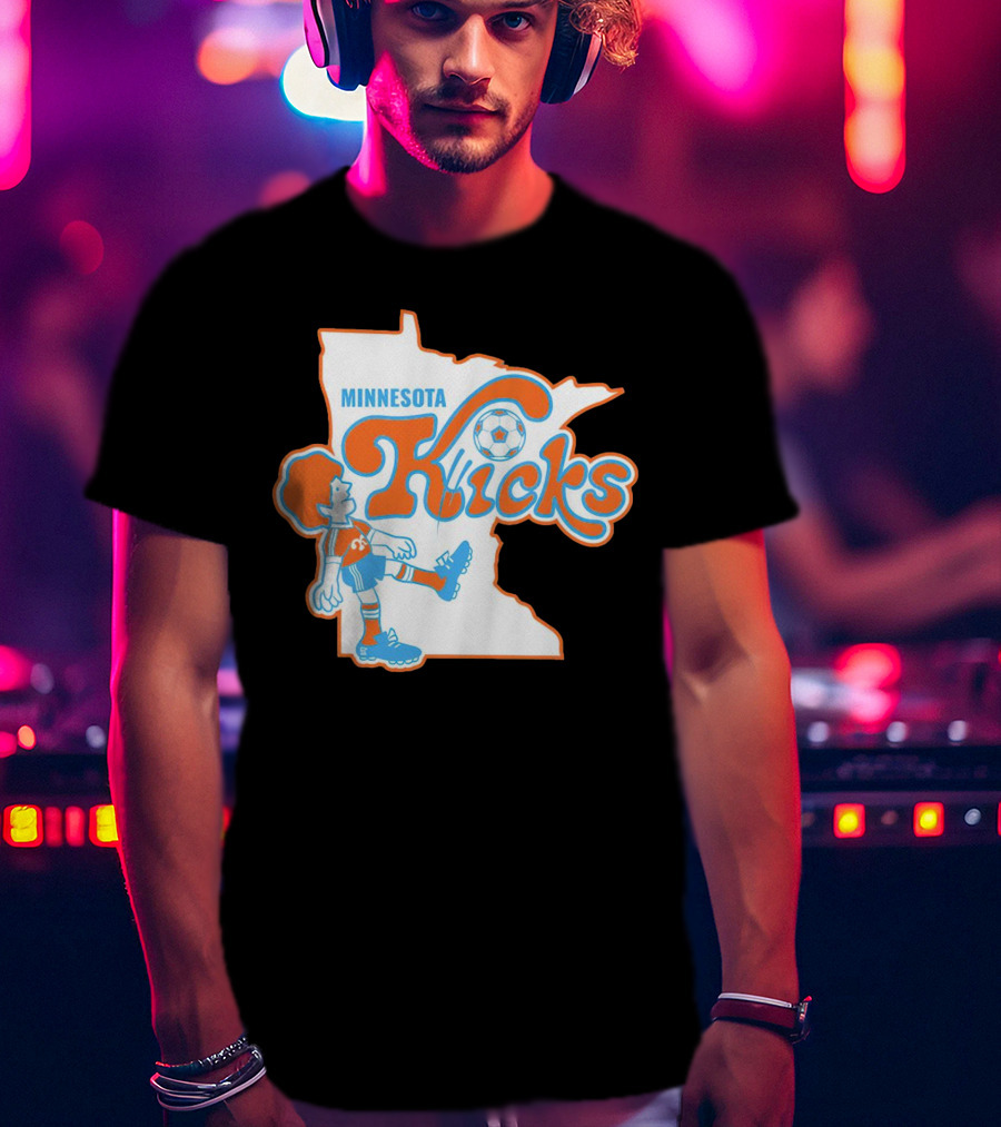 Minnesota Kicks Soccer Player In State Outline T-Shirt