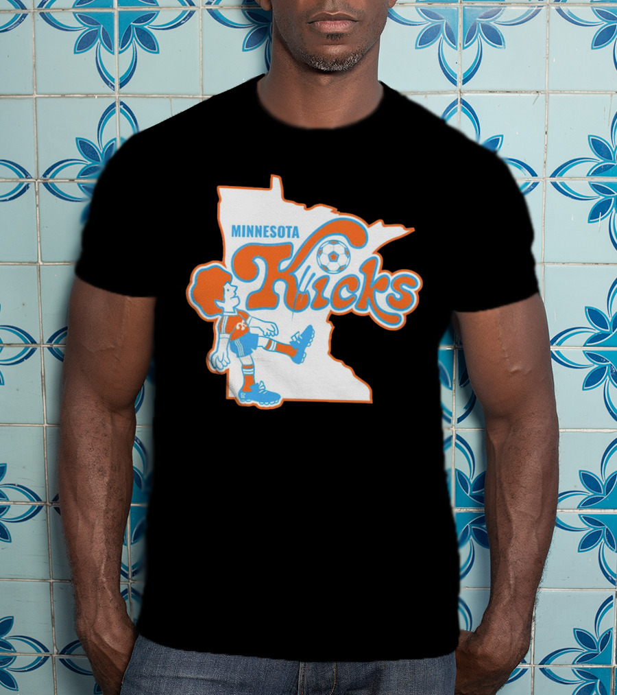 Minnesota Kicks Soccer Player In State Outline T-Shirt