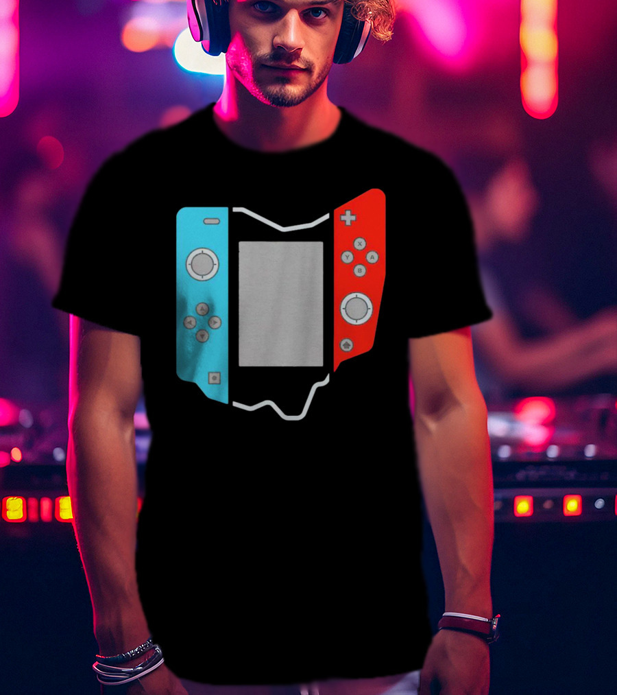 Ohio Gamepad Outline With Blue And Red Controller T-Shirt