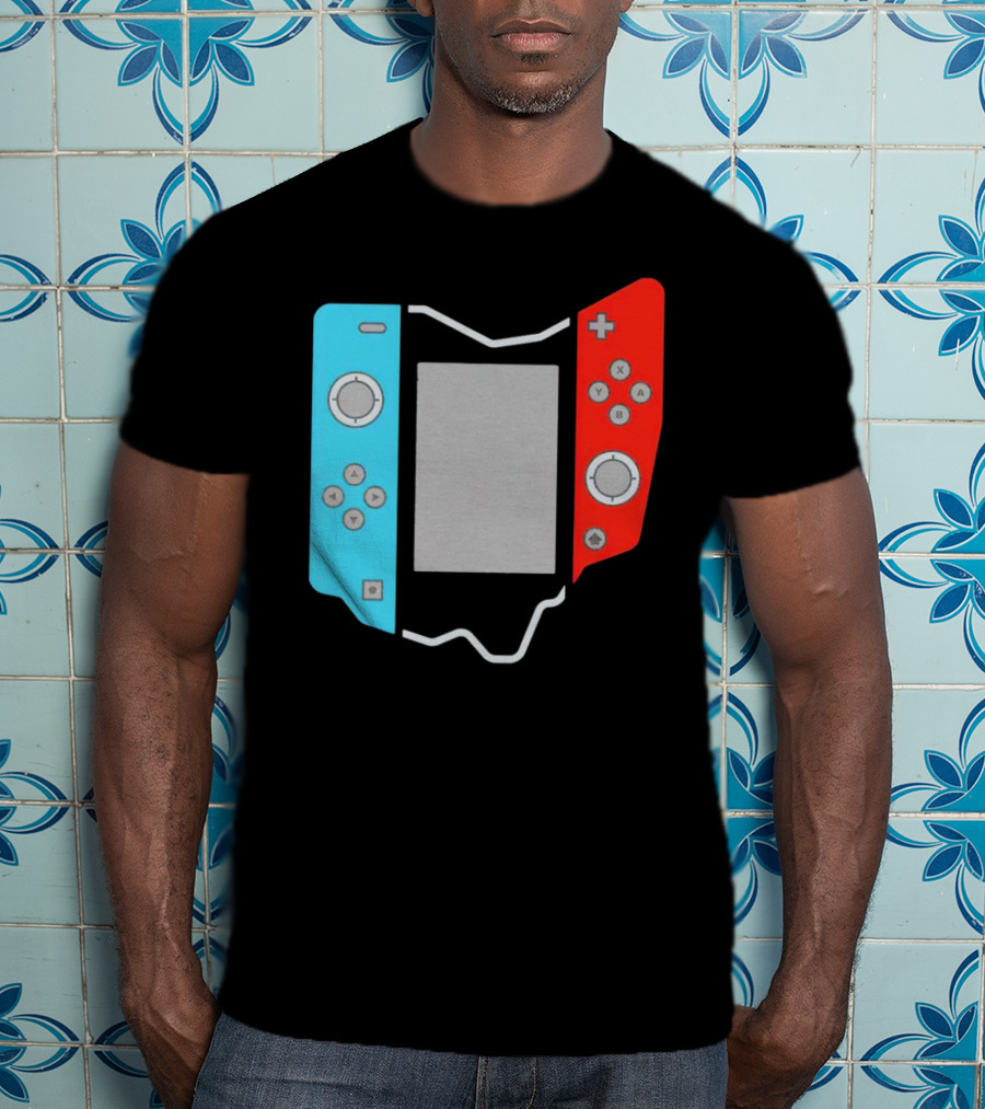 Ohio Gamepad Outline With Blue And Red Controller T-Shirt