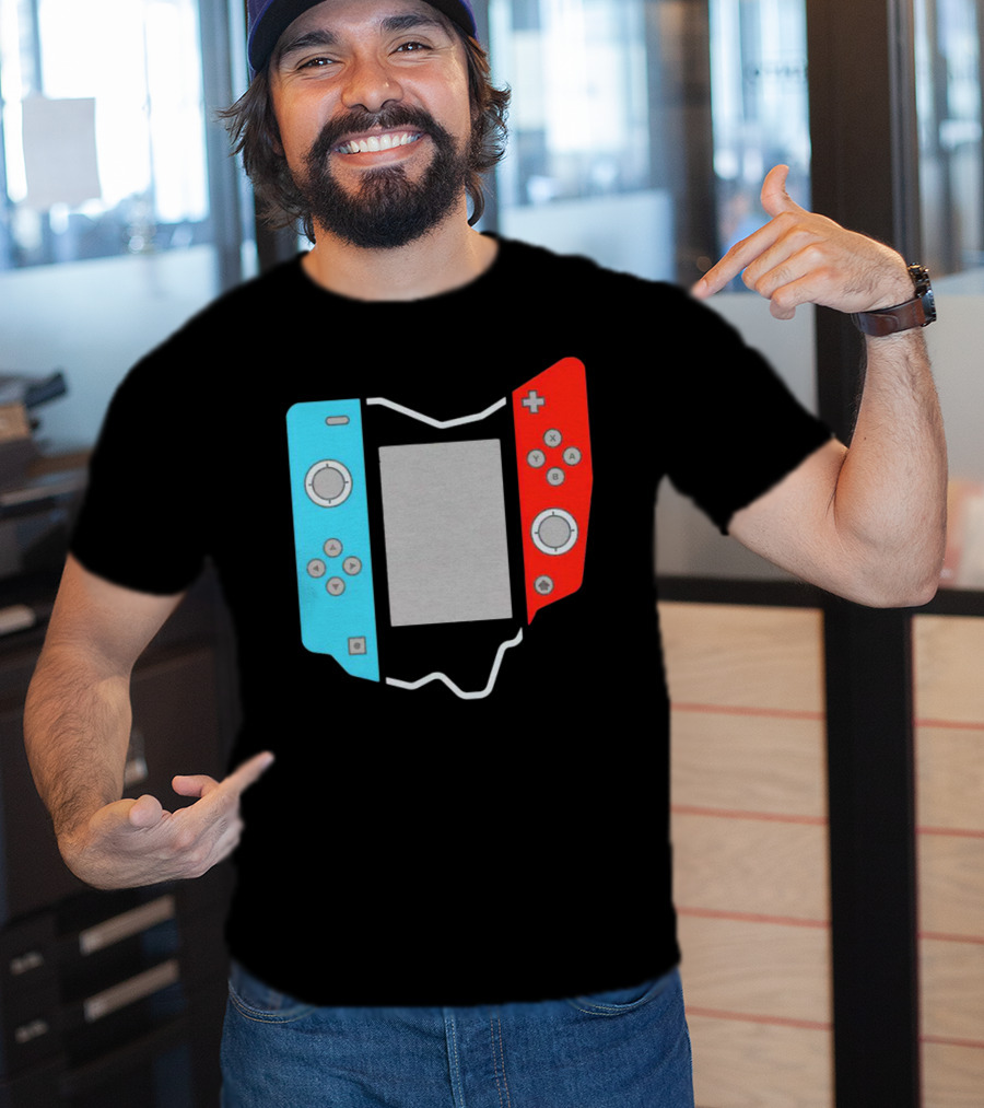 Ohio Gamepad Outline With Blue And Red Controller T-Shirt