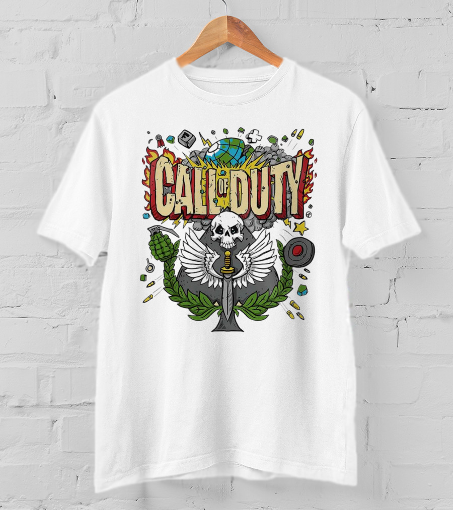 Call Of Duty Skull Halloween Gaming Icon Elements T-Shirt