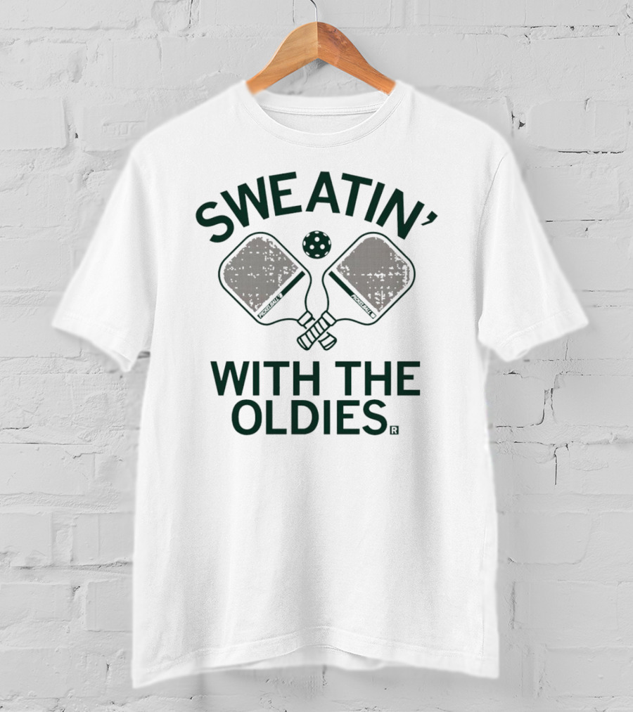 SWEATIN' WITH THE OLDIES Vintage Tennis Racket Handshake Retro Workout T-Shirt