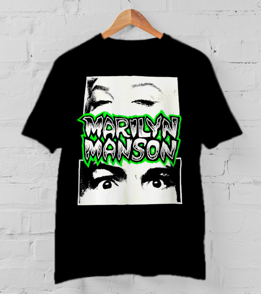 Marilyn Manson Face Illusion With Eyes Contrast T-Shirt