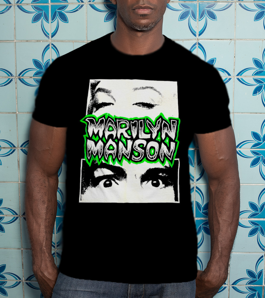 Marilyn Manson Face Illusion With Eyes Contrast T-Shirt