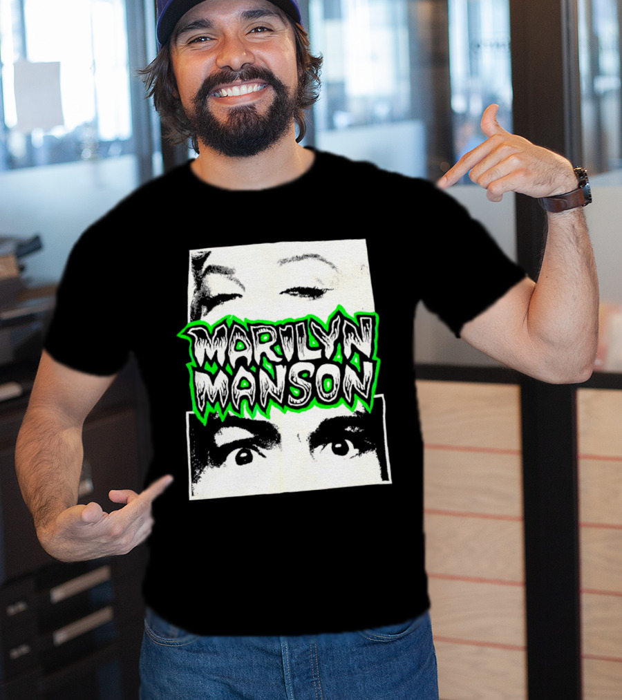 Marilyn Manson Face Illusion With Eyes Contrast T-Shirt