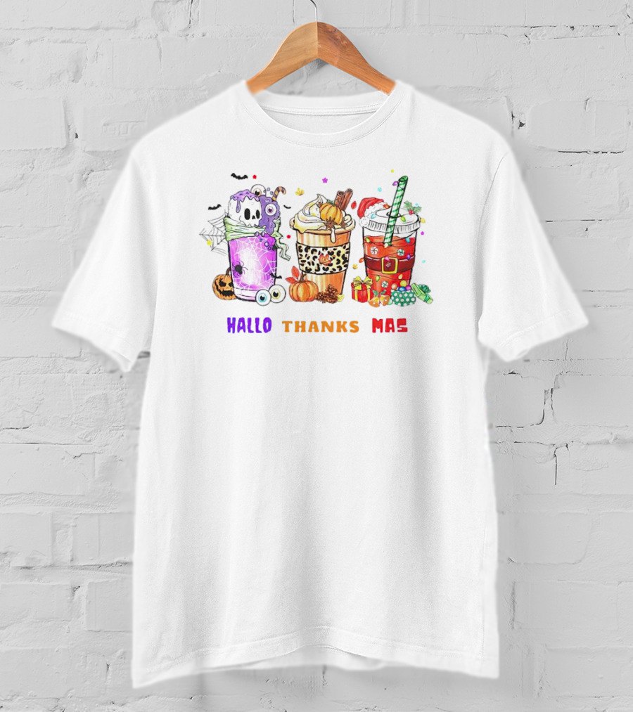 Coffee Halloween Thanksgiving Christmas Hallo Thanks Mas T-Shirt