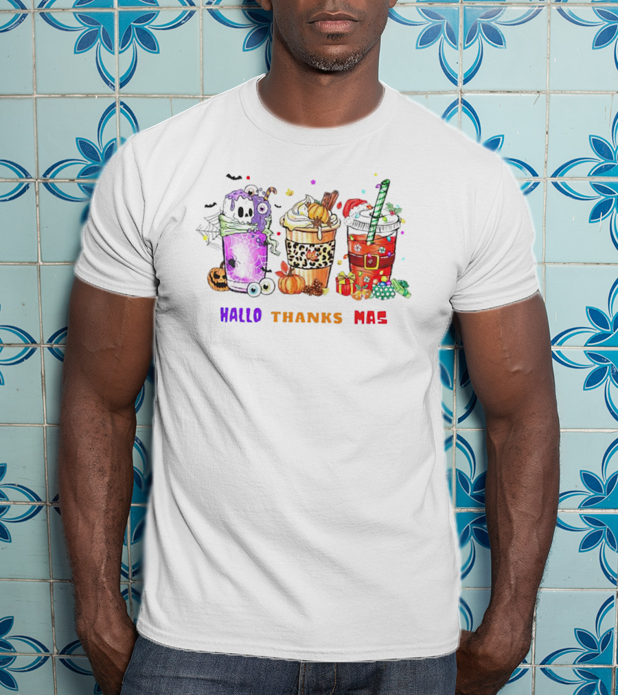 Coffee Halloween Thanksgiving Christmas Hallo Thanks Mas T-Shirt