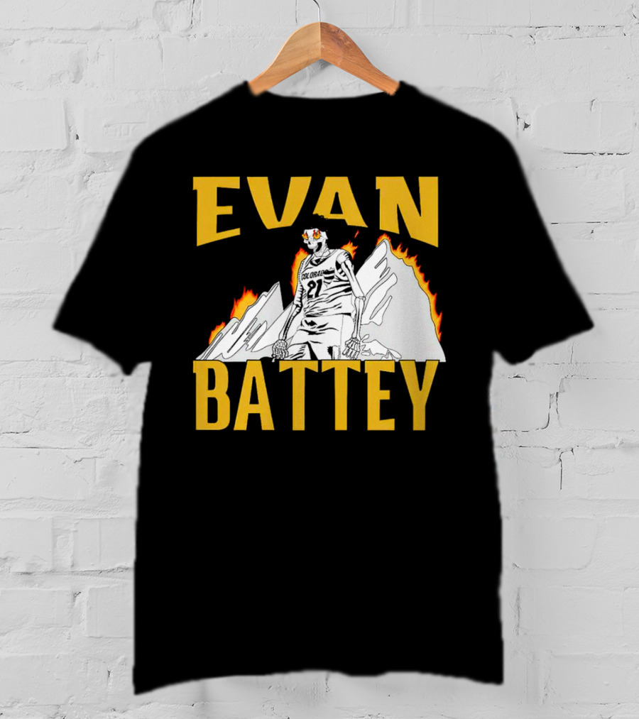 Evan Battey Colorado Buffaloes Basketball 21 Mountain Flames T-Shirt