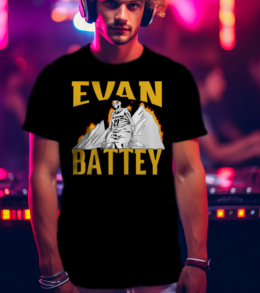 Evan Battey Colorado Buffaloes Basketball 21 Mountain Flames T-Shirt