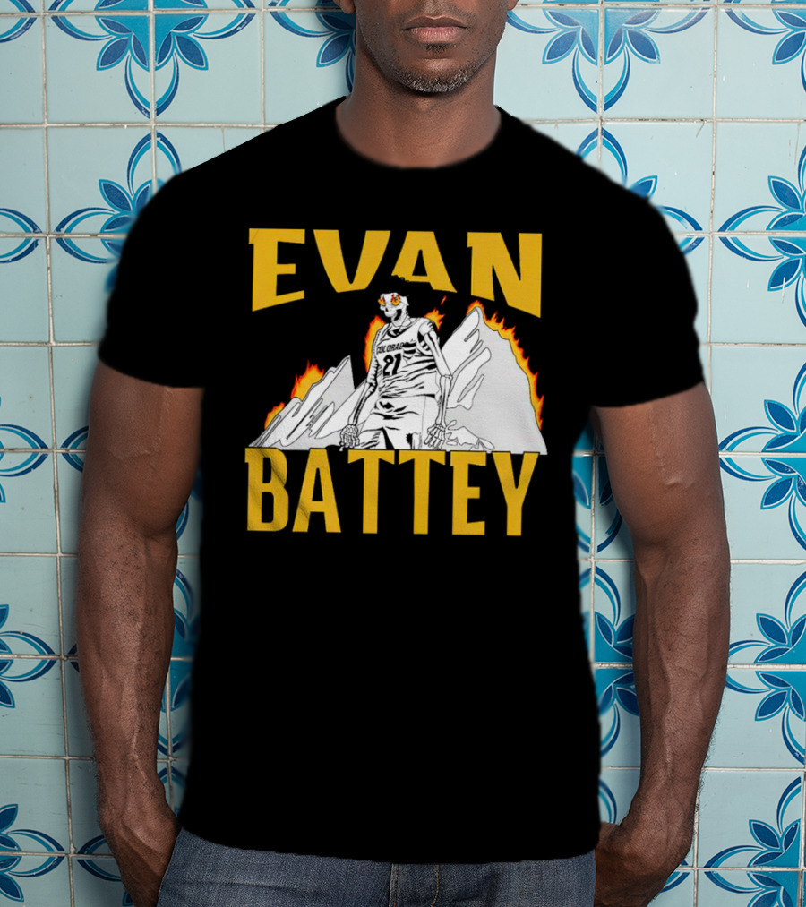 Evan Battey Colorado Buffaloes Basketball 21 Mountain Flames T-Shirt