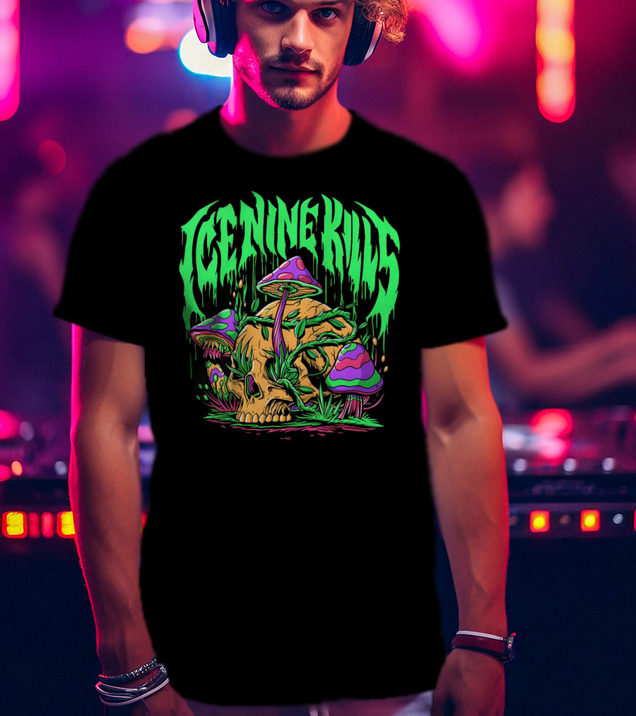 Ice Nine Kills Skull With Psychedelic Mushrooms T-Shirt