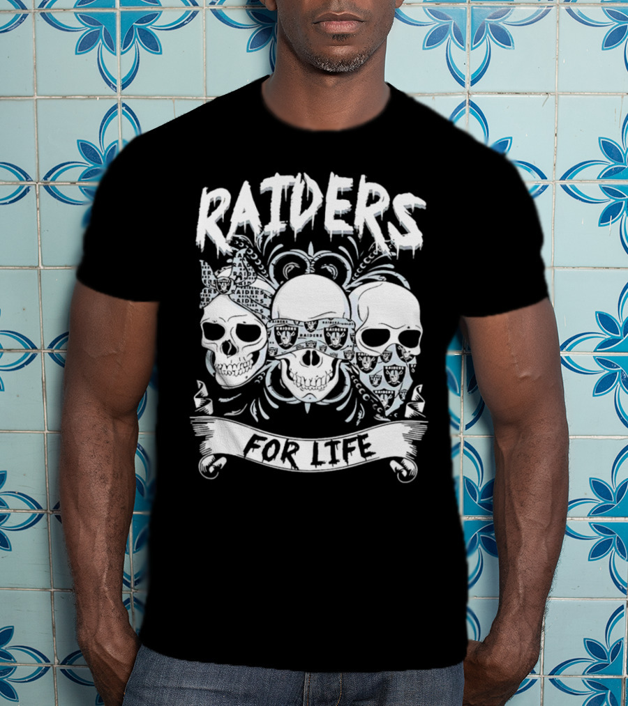 Raiders Skulls Bandana For Life T-Shirt