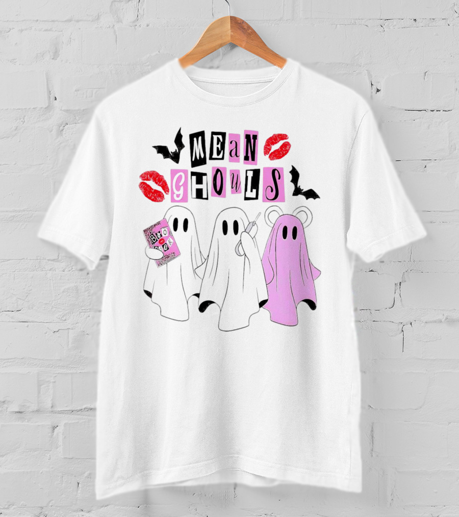 Mean Girls Mean Ghouls Halloween Boo Sheet Lipstick Bat Ghosts T-Shirt