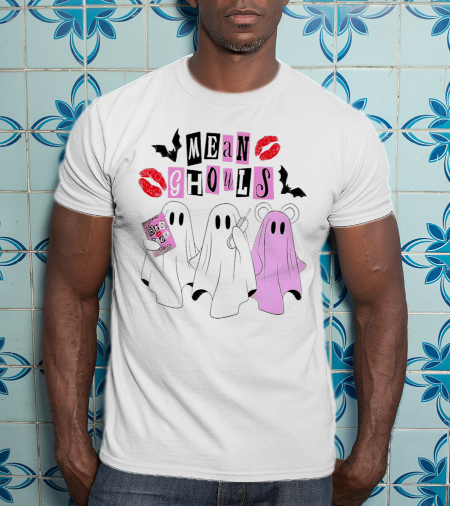 Mean Girls Mean Ghouls Halloween Boo Sheet Lipstick Bat Ghosts T-Shirt