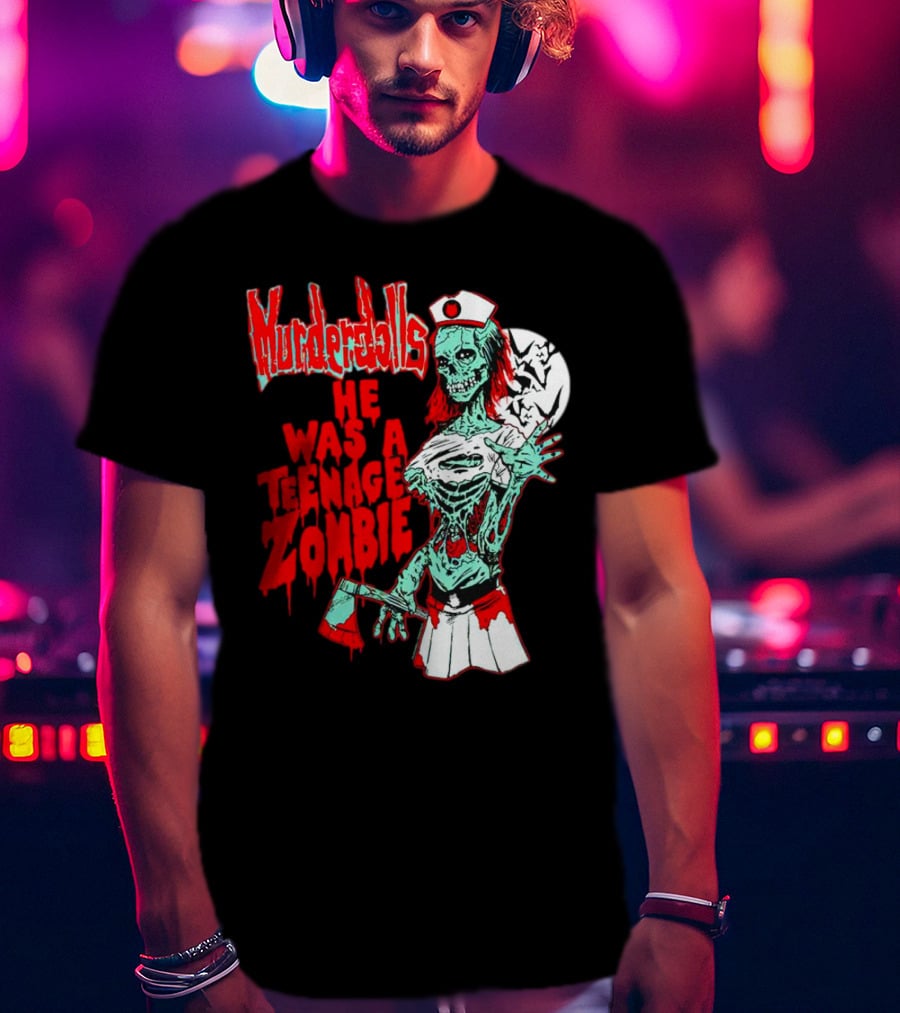 Murderdolls He Was A Teenage Zombie Nurse With Axe And Moon T-Shirt