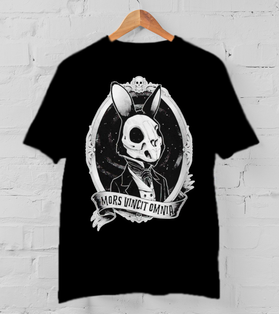 Gothic Rabbit Skeleton Portrait Mors Vincit Omnia T-Shirt