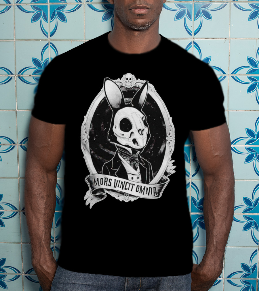 Gothic Rabbit Skeleton Portrait Mors Vincit Omnia T-Shirt