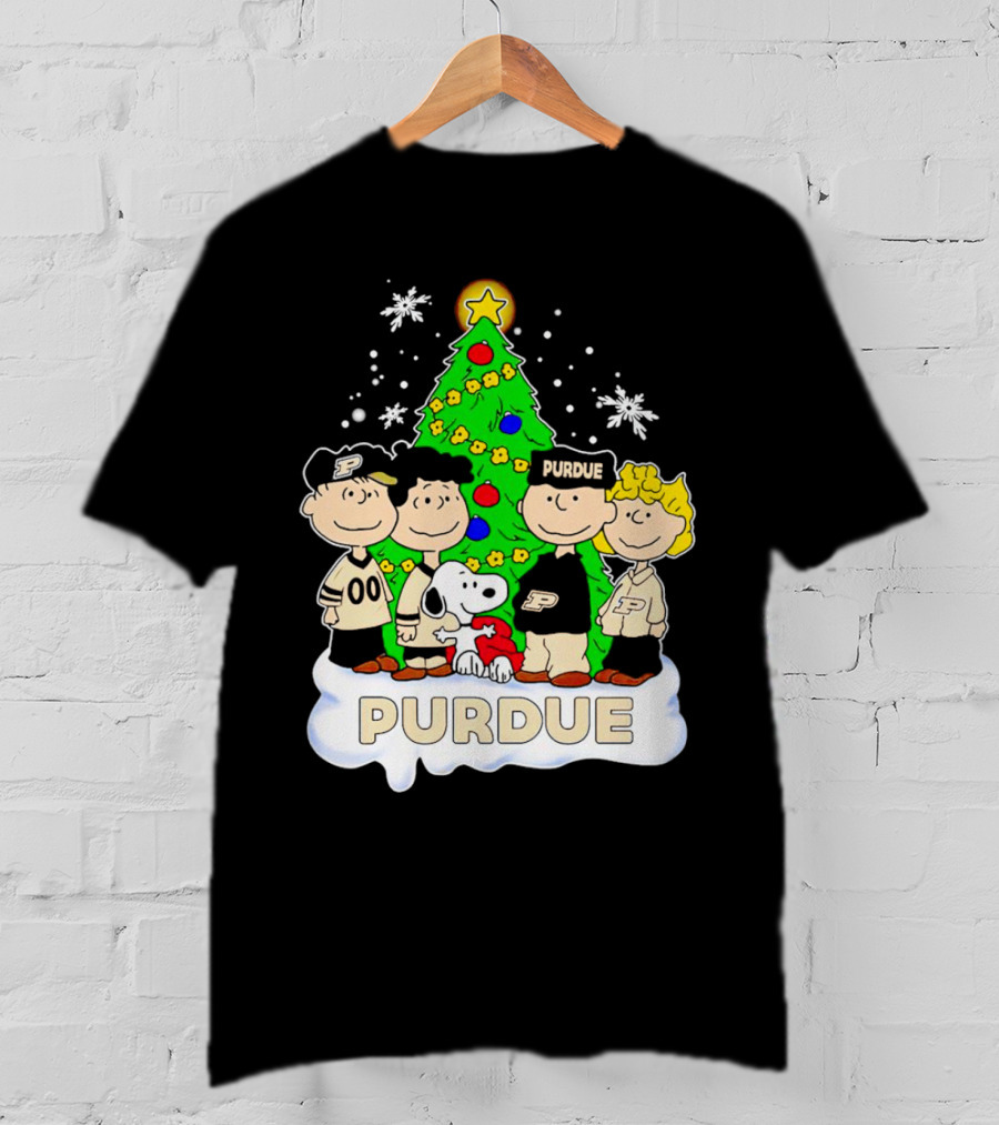 Peanuts Christmas With Purdue Boilermakers Charlie Brown And Snoopy T-Shirt