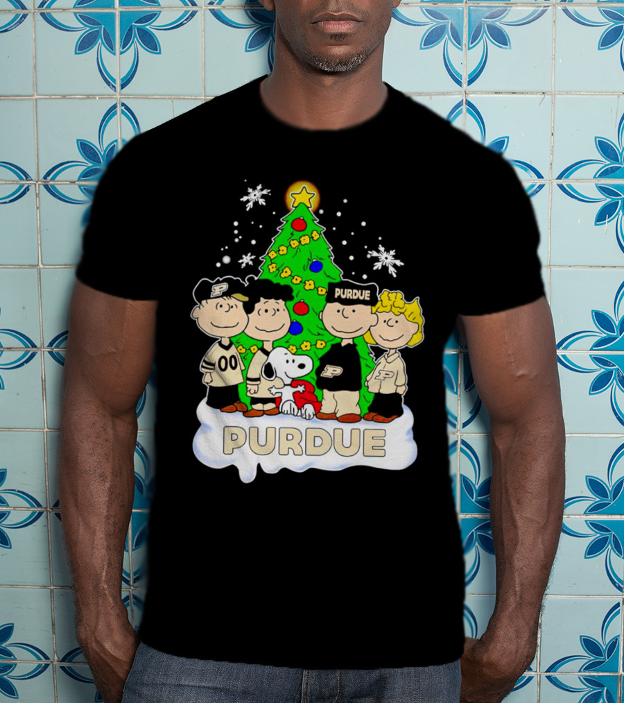 Peanuts Christmas With Purdue Boilermakers Charlie Brown And Snoopy T-Shirt