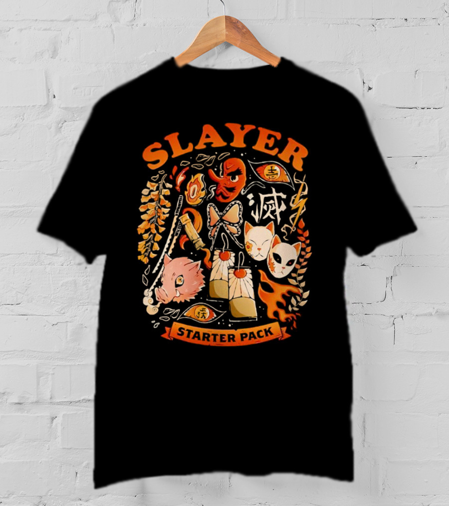 Slayer Starter Pack Kimetsu No Yaiba Symbols And Masks Collection T-Shirt