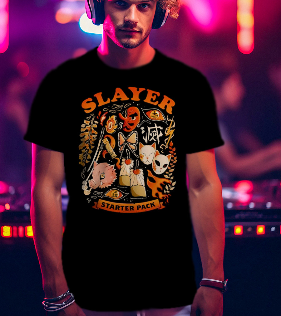 Slayer Starter Pack Kimetsu No Yaiba Symbols And Masks Collection T-Shirt
