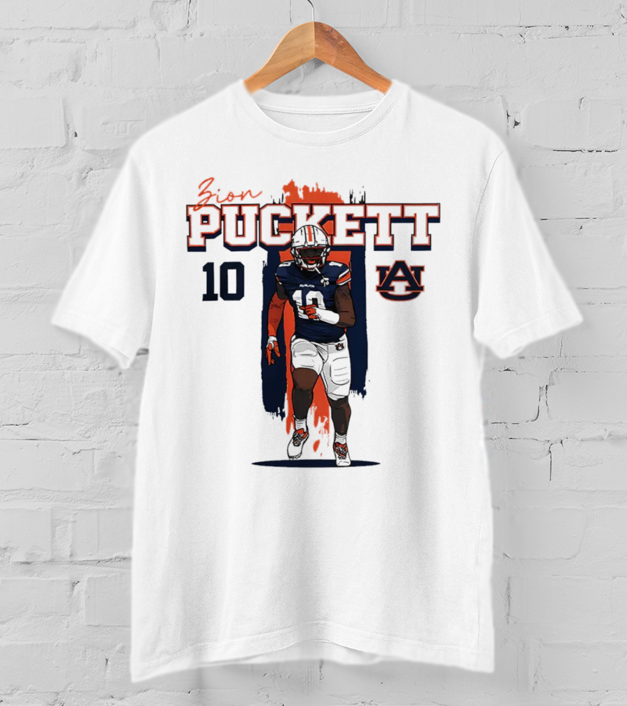 Zion Puckett Auburn Tigers 10 Caricature T-Shirt