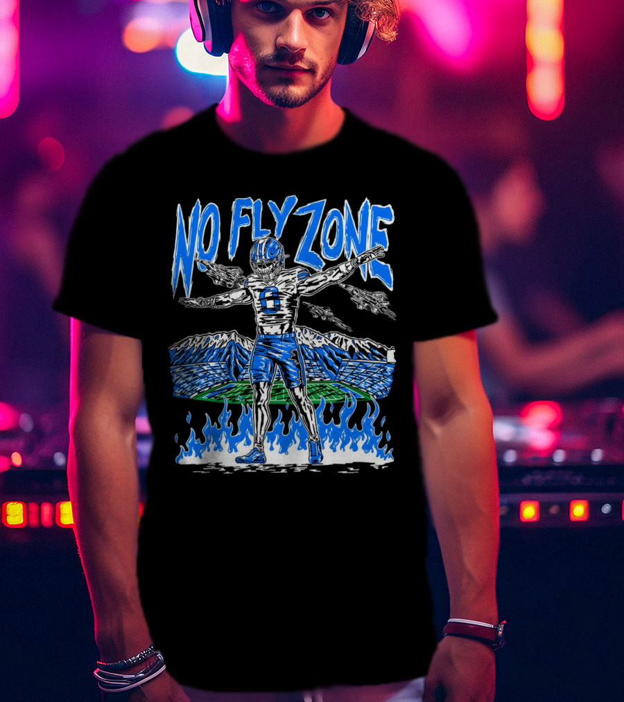 BYU Football Skeleton No Fly Zone Airplanes Mountains Flames T-Shirt