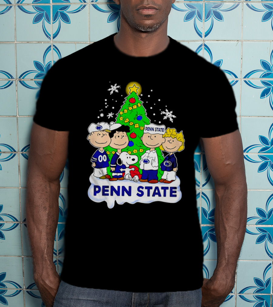 Peanuts Penn State Christmas Nittany Lions Snoopy And Friends Holiday Tree T-Shirt