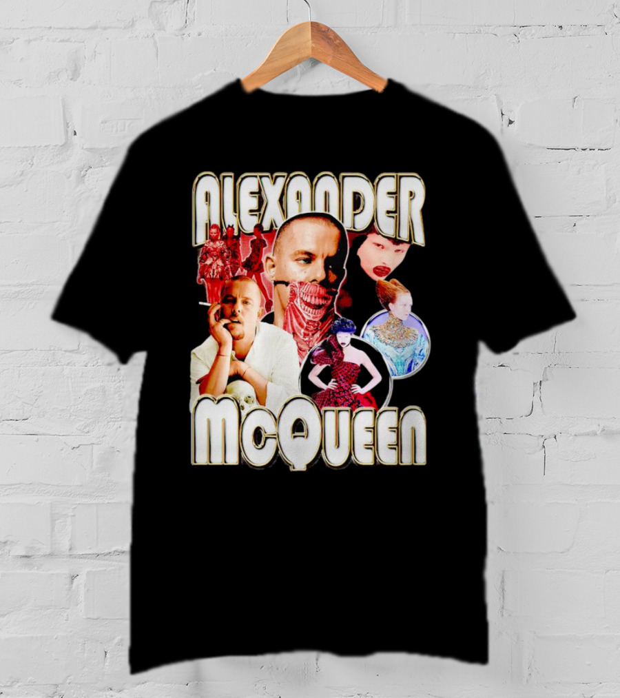 Alexander McQueen Fashion Iconography And Portrait Collage T-Shirt