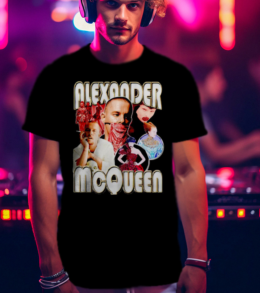 Alexander McQueen Fashion Iconography And Portrait Collage T-Shirt