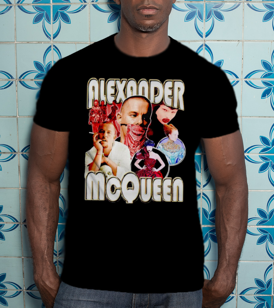 Alexander McQueen Fashion Iconography And Portrait Collage T-Shirt