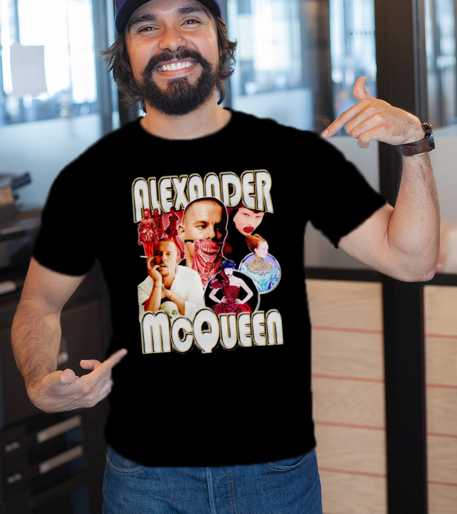 Alexander McQueen Fashion Iconography And Portrait Collage T-Shirt