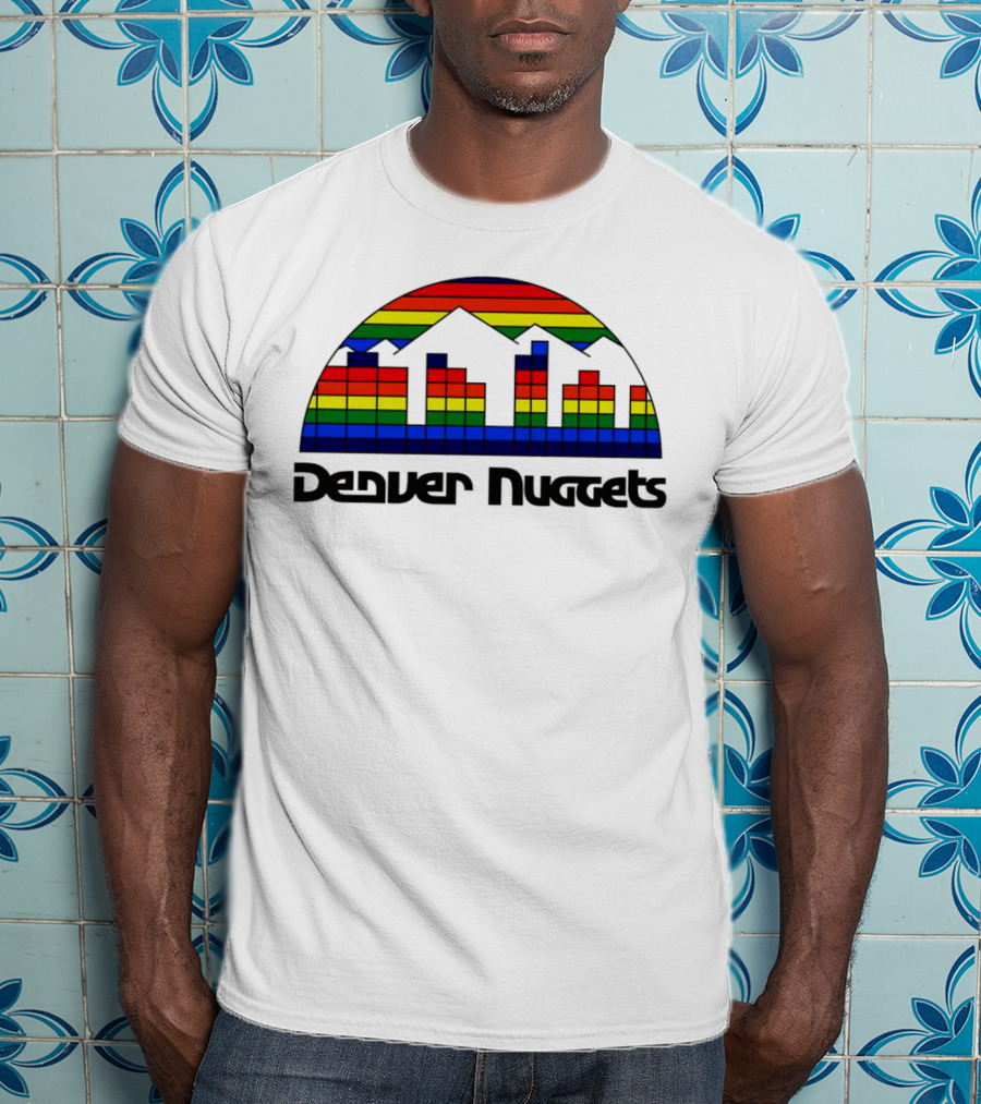 Denver Nuggets Skyline Rainbow Vintage Retro Classic T-Shirt