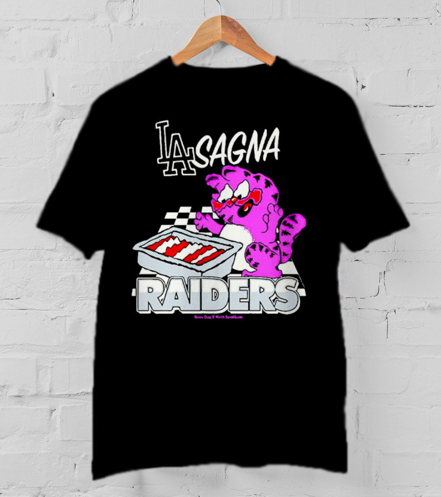 Garfield Lasagna Raiders LA Pink Cat Northumberland T-Shirt