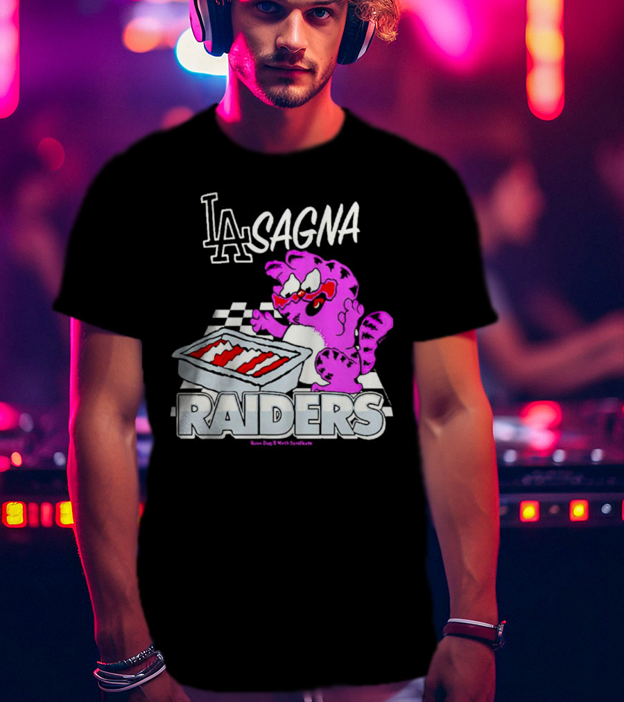 Garfield Lasagna Raiders LA Pink Cat Northumberland T-Shirt