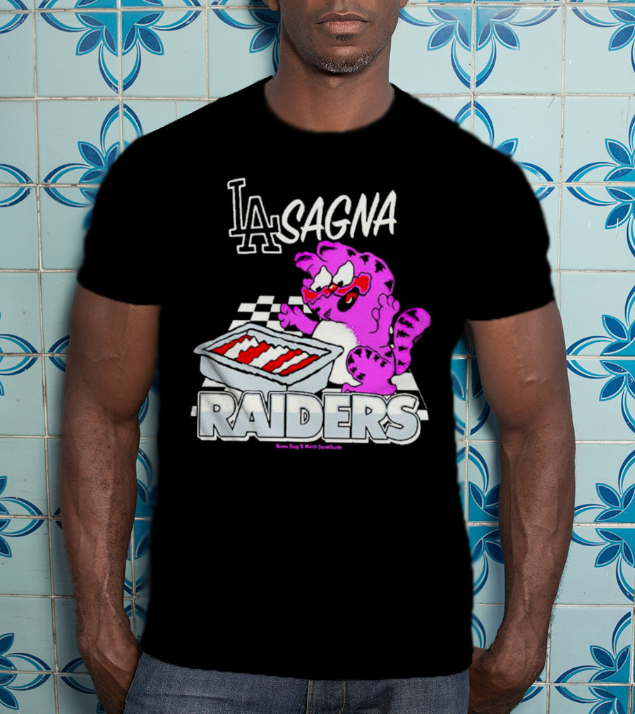Garfield Lasagna Raiders LA Pink Cat Northumberland T-Shirt