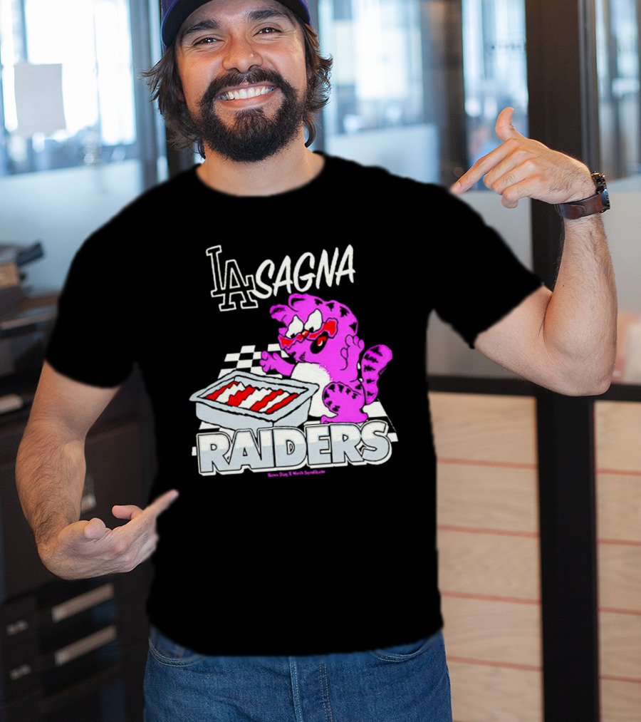 Garfield Lasagna Raiders LA Pink Cat Northumberland T-Shirt