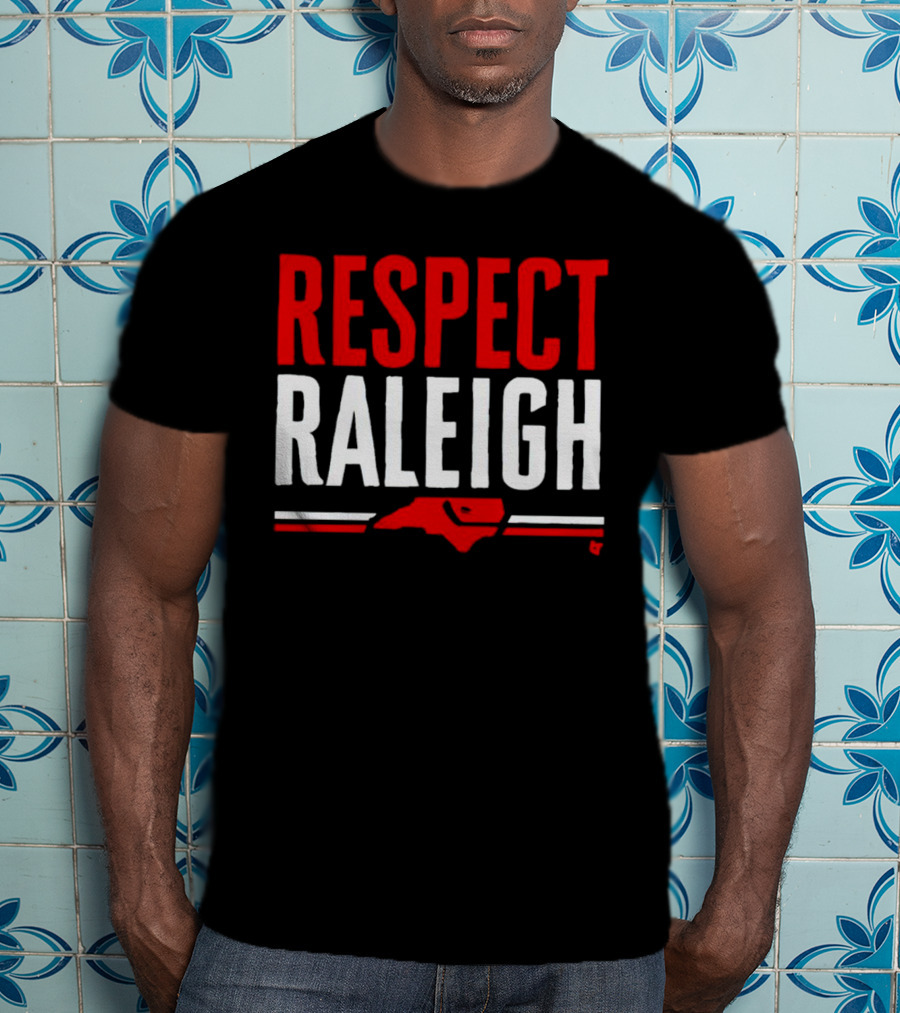 Respect Raleigh North Carolina Map Outline T-Shirt