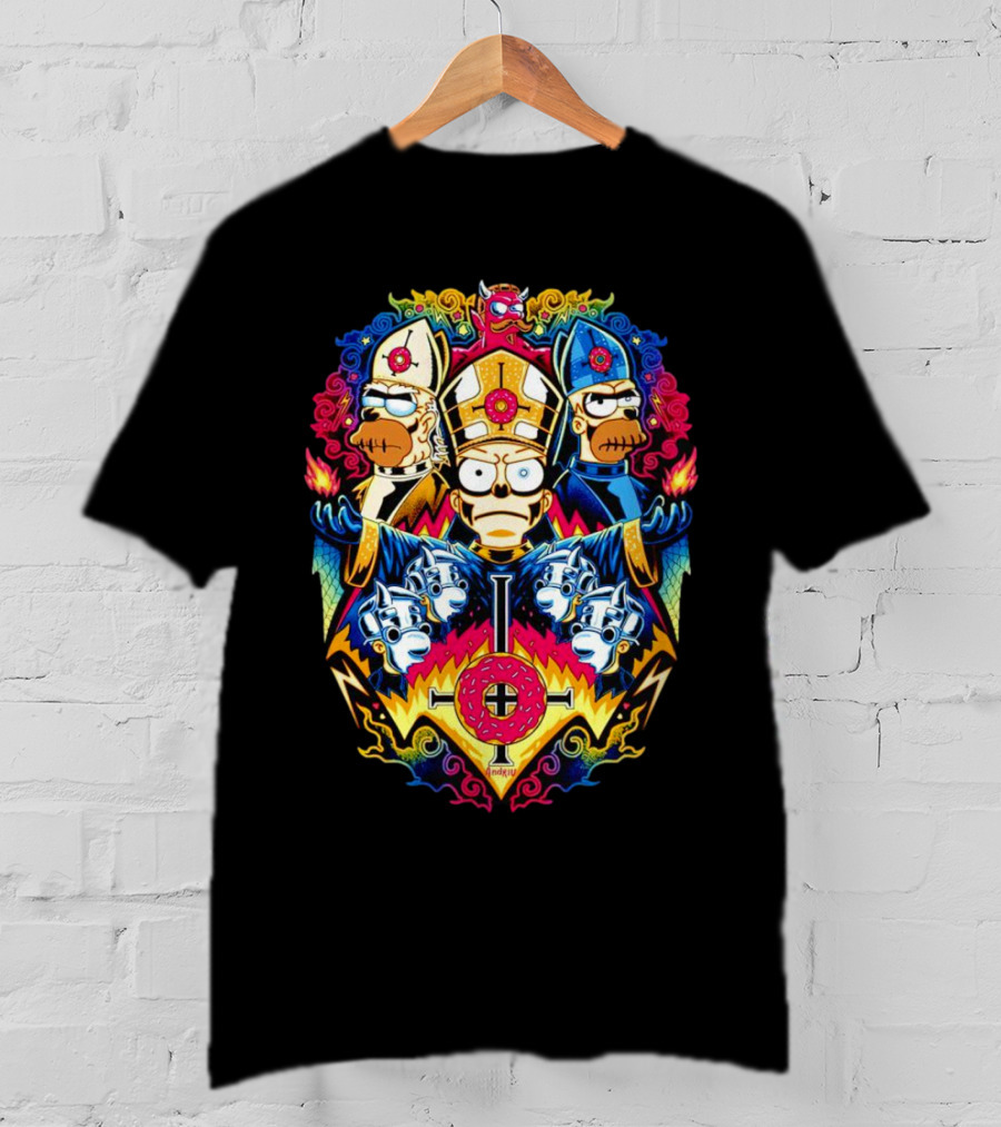 The Simpsons Papa Caramba Homer Papal Trio Psychedelic T-Shirt