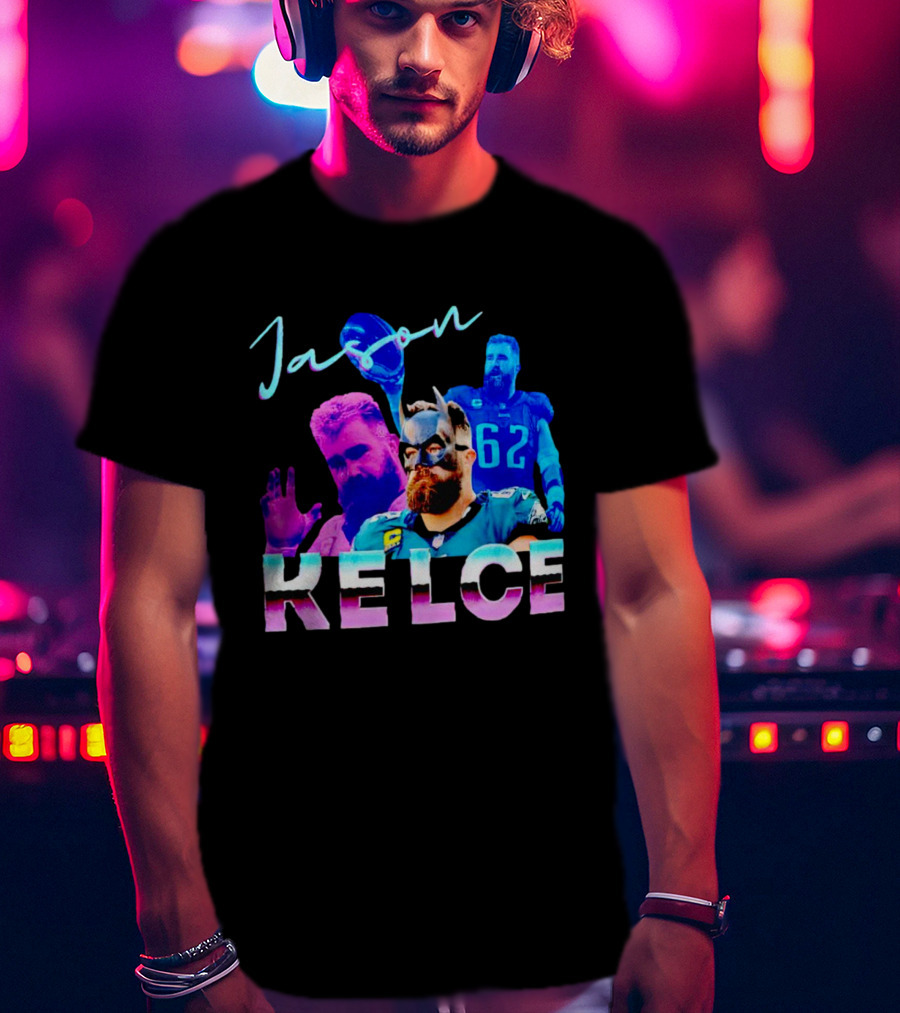Jason Kelce Philadelphia Eagles Football Player Retro Collage T-Shirt
