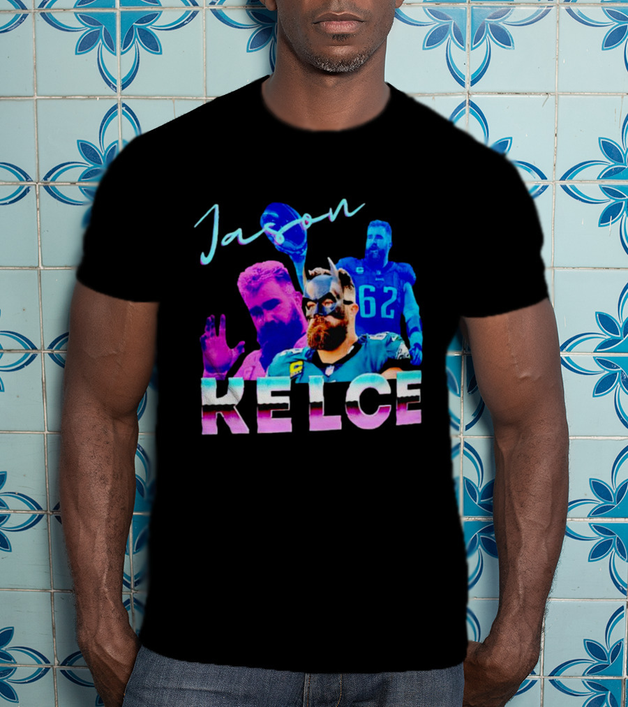 Jason Kelce Philadelphia Eagles Football Player Retro Collage T-Shirt