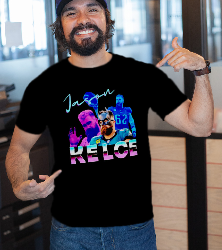 Jason Kelce Philadelphia Eagles Football Player Retro Collage T-Shirt