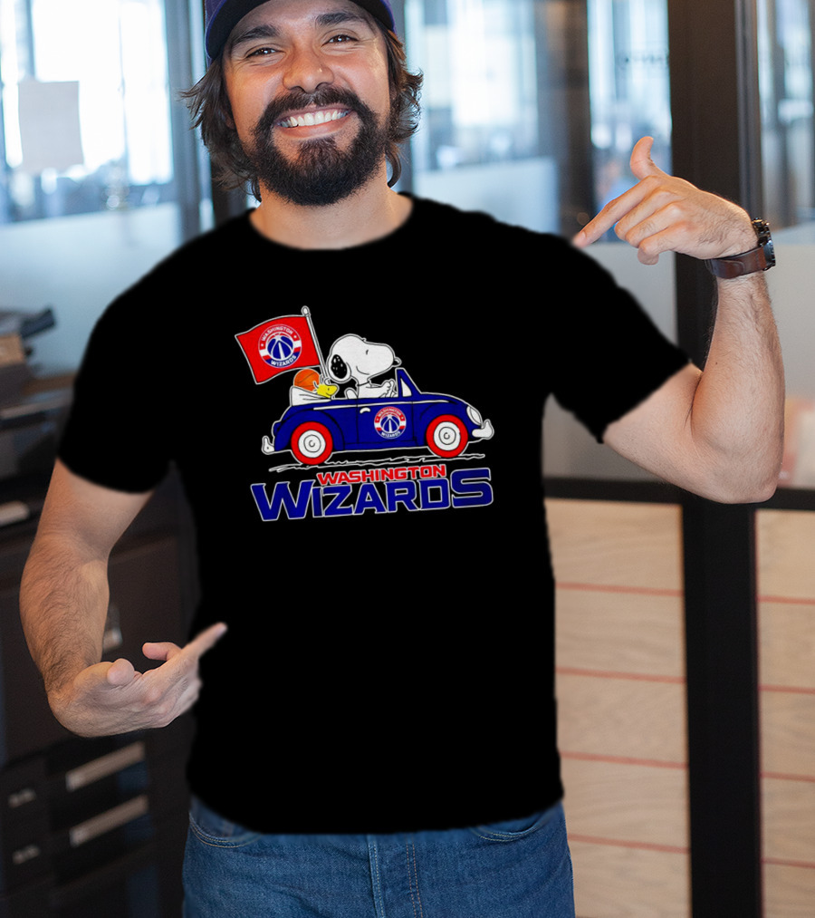 Washington Wizards Snoopy Driving Car With Basketball T-Shirt