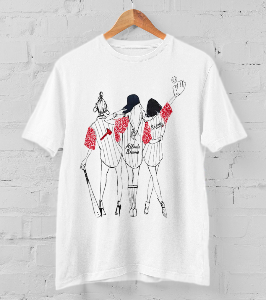 Atlanta Braves Three Girls Baseball Team Supporters T-Shirt