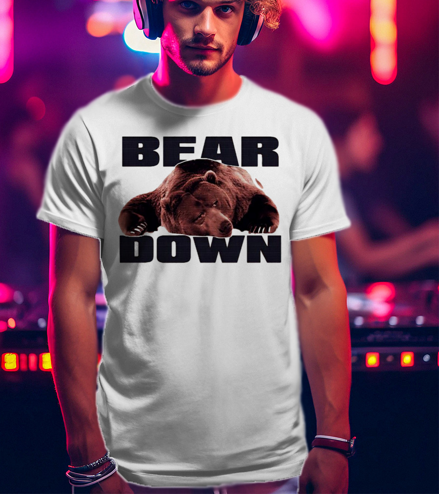 Bear Down Lazy Bear Image T-Shirt