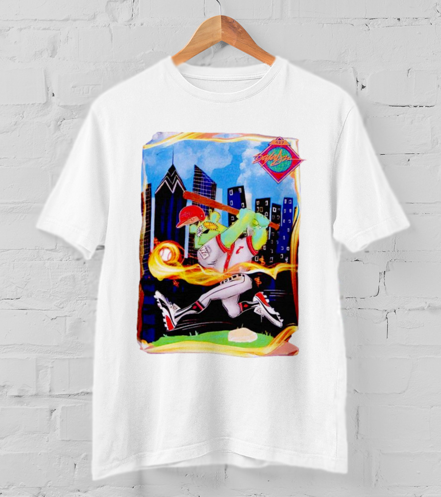 King Saladeen Baseball Caricature With Philadelphia Skyline And Color Splash T-Shirt