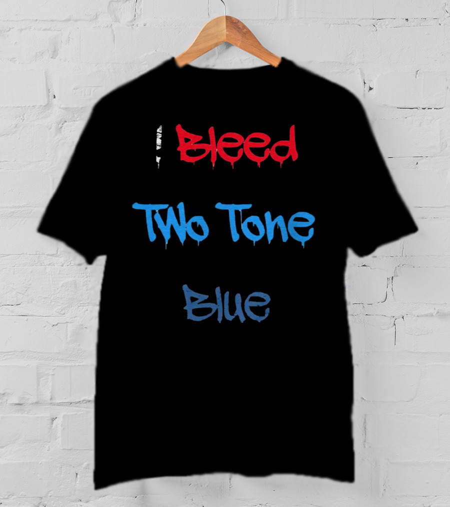 I Bleed Two Tone Blue Dripping Graffiti T-Shirt